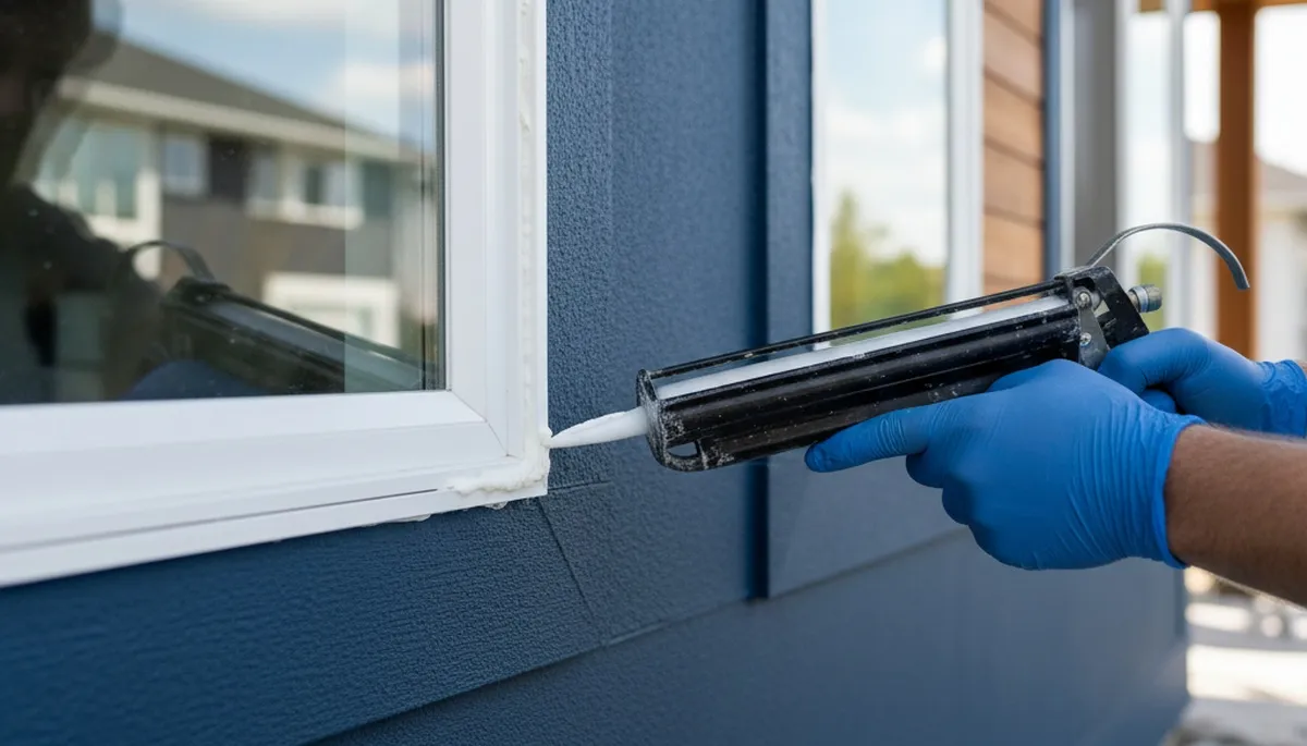 Professional caulking and sealing on San Jose CA home exterior for weather protection and energy savings