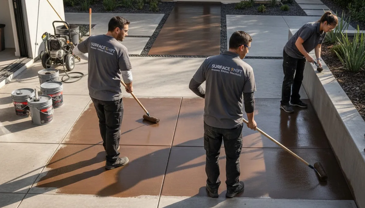 Professional concrete staining for patios and driveways in San Jose, CA by expert painters