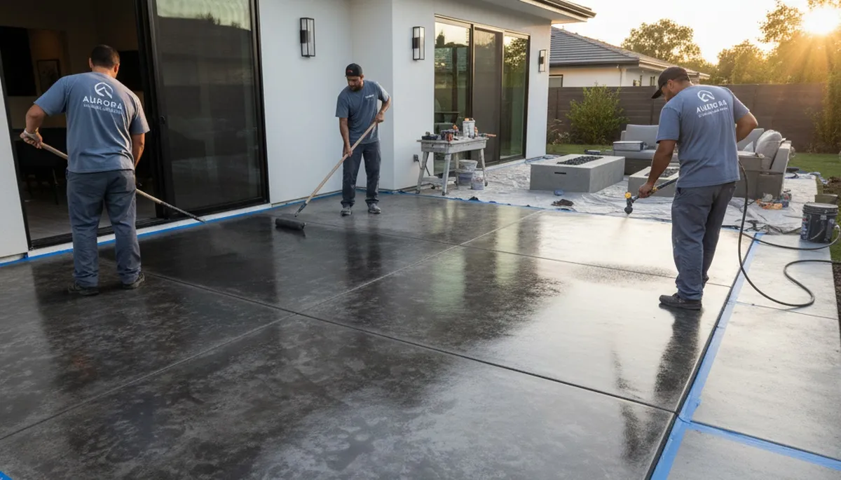 Professional concrete staining for patio and driveway in San Jose, CA by expert house painters