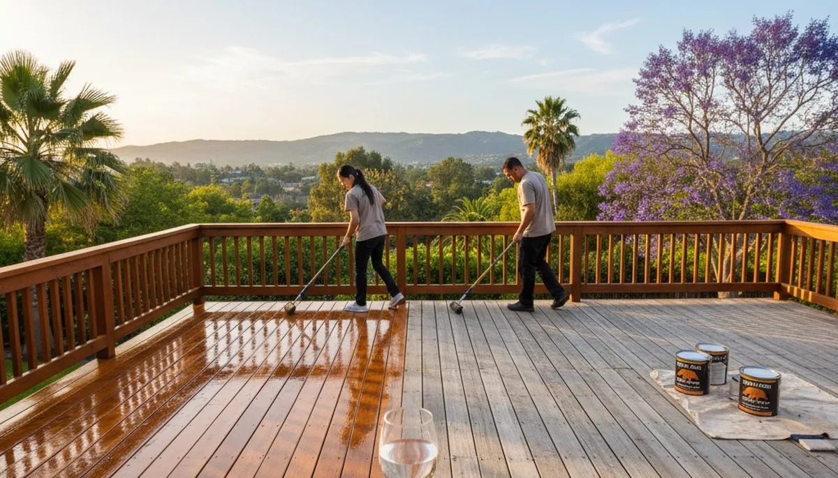 Professional deck staining in San Jose, CA enhancing wood beauty with UV and moisture protection