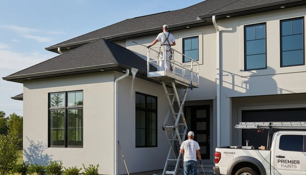 Professional gutter painting on a San Jose, CA home by expert house painters enhancing curb appeal