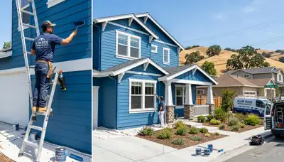 Professional house painters working on exterior home painting in San Jose, CA
