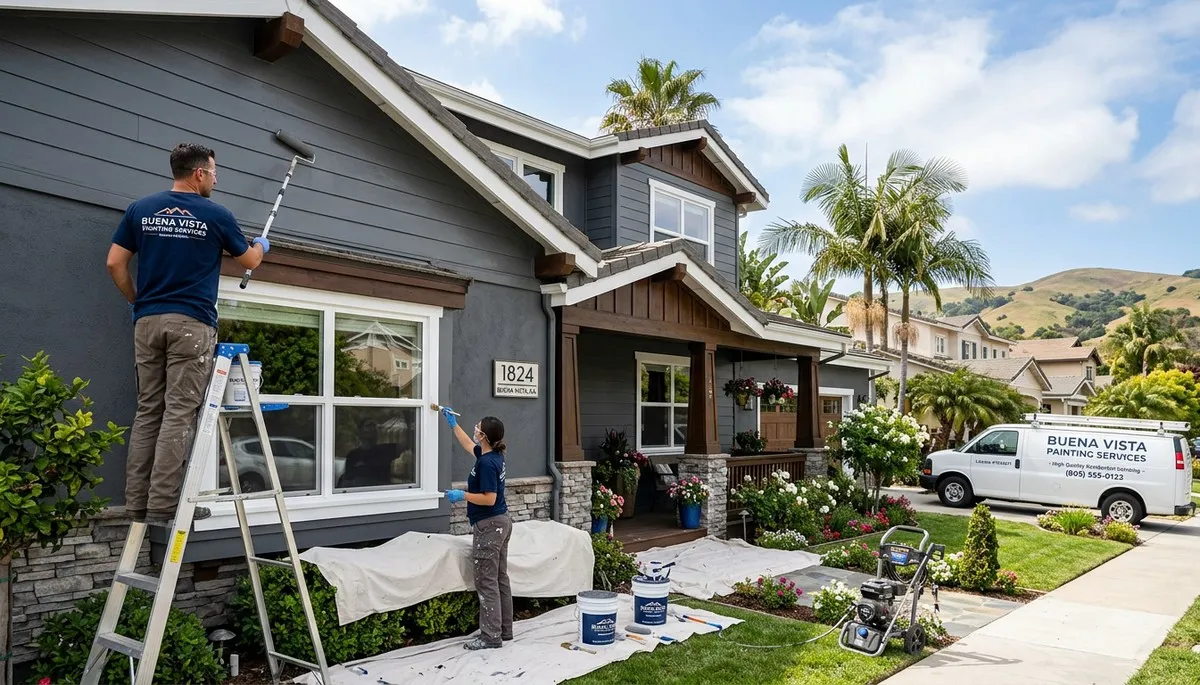 Professional house painter in San Jose CA applying fresh exterior paint to a residential home