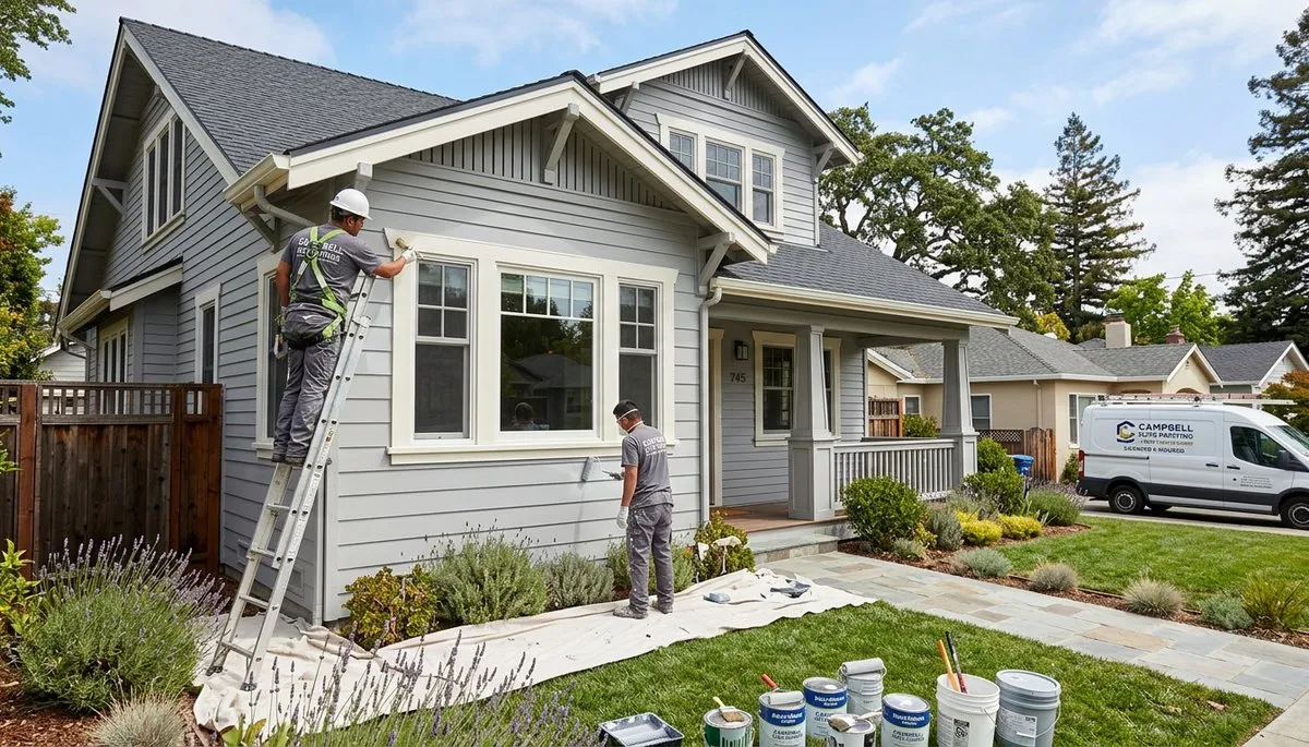 Professional house painters completing exterior home painting project in San Jose, CA