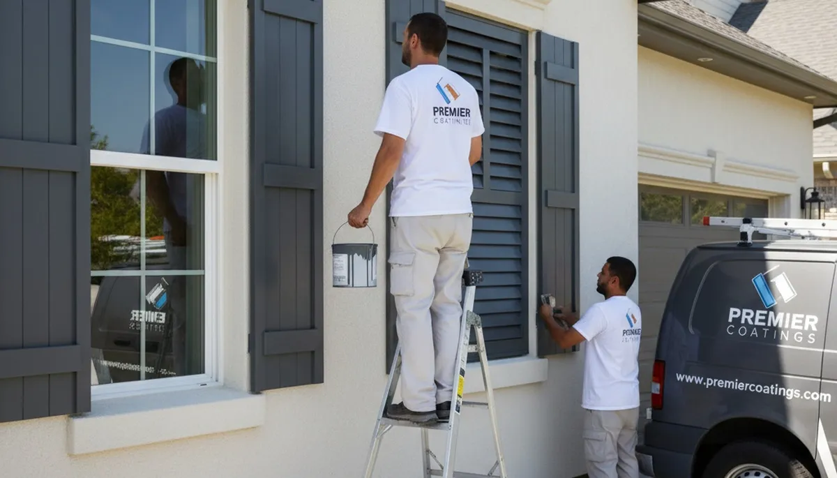 Professional shutter painting service on a San Jose, CA home exterior by expert house painters
