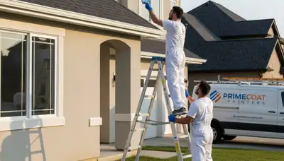 Professional trim and fascia painting on a San Jose CA home exterior by expert house painters